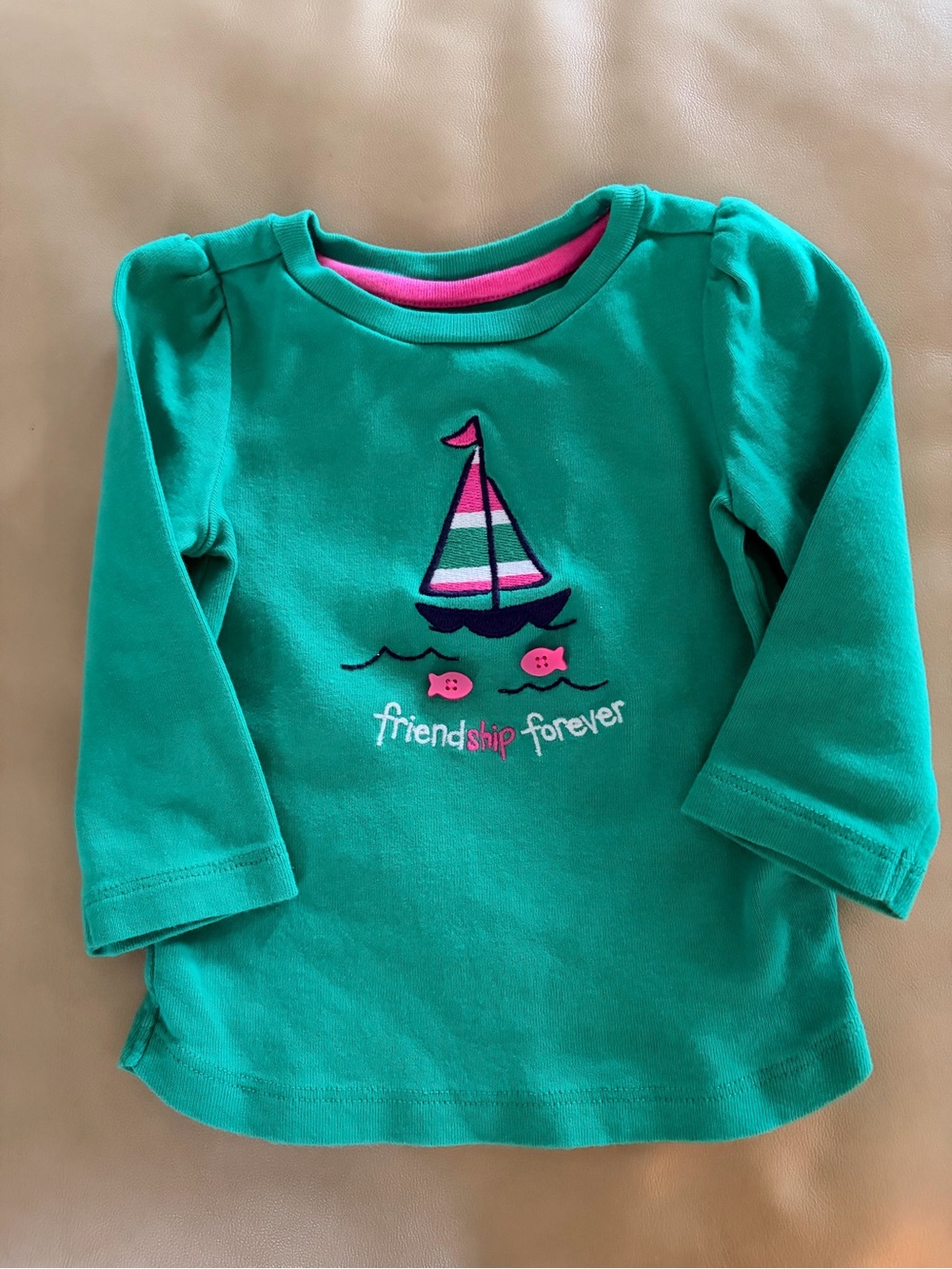 Gymboree Teal Long-Sleeve Sailboat Top with Pink & Navy Accents